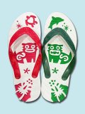 島ぞうりアートビーチでシーサー